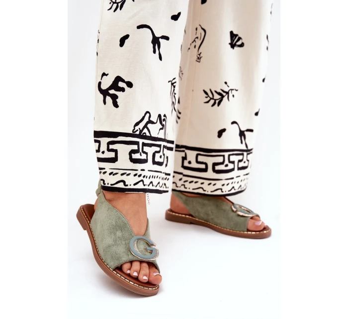 Ploché sandály se zdobením zelené model 21685707 - Boto Ploché sandály se zdobením zelené model 21685707 - Boto