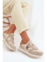 Kožené Semišové Dámské Tenisky Na Platformě  Béžové model 22073057 - VINCEZA