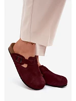 Kožené semišové mules s přezkou Zazoo 1905 tmavě fialové