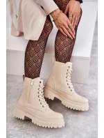 Dámské zateplené kožené kozačky světle béžové Dorchen