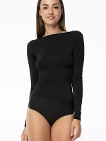 Dámské bezešvá košilka s dlouhým rukávem Simple Longsleeve Černá - Julimex