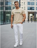 Tshirt męski z nadrukiem beżowy model 22182653 - FashionStreet Tshirt męski z nadrukiem beżowy model 22182653 - FashionStreet