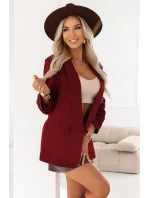 588-4 Dámské klasické sako s nabíranými rukávy - vínové 588-4 Dámské klasické sako s nabíranými rukávy - vínové