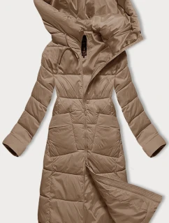 béžová dlouhá dámská zimní prošívaná bunda model 21248646 - Libland