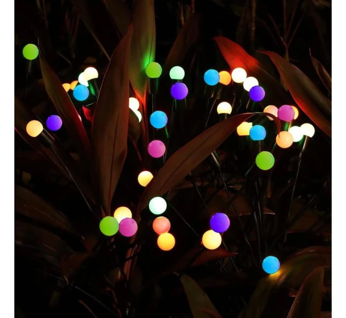 SOLÁRNÍ LAMPA TANČÍCÍ VE VĚTRU BAREVNÉ KOULE 6 LED 72CM