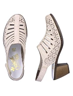 Kožené sandály na podpatku Rieker W RKR49B beige Kožené sandály na podpatku Rieker W RKR49B beige