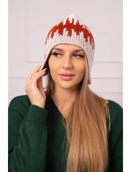Dámská čepice Nikol K405 bílá+červená+béžová Dámská čepice Nikol K405 bílá+červená+béžová