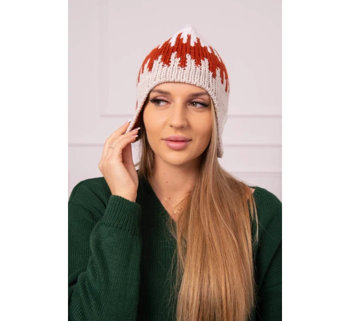 Dámská čepice Nikol K405 bílá+červená+béžová Dámská čepice Nikol K405 bílá+červená+béžová