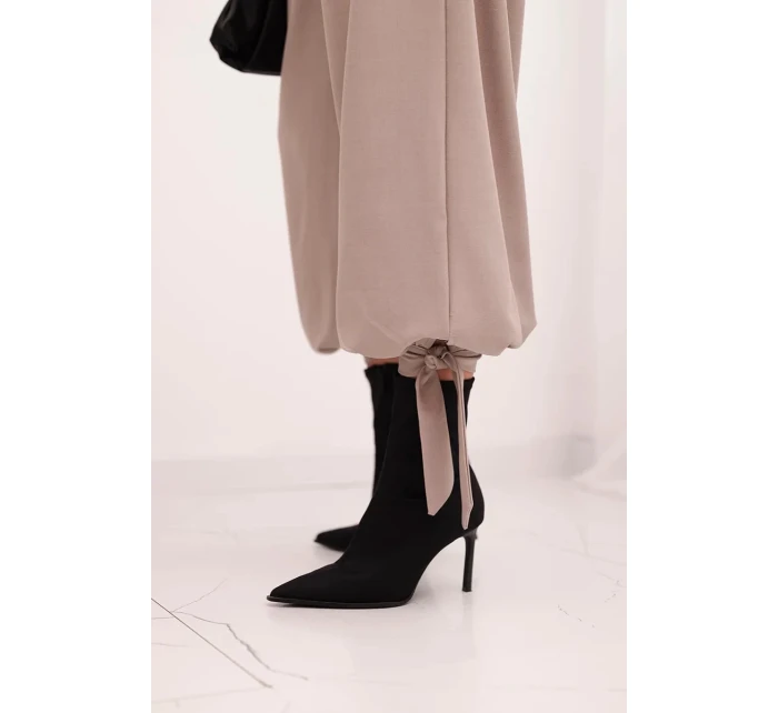 Dámské kalhoty se širokými nohavicemi a zavazováním dole fango