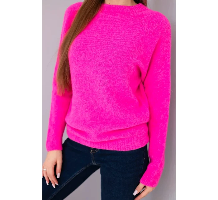 Svetr dámský z baby alpaky s dlouhým rukávem neonově růžový