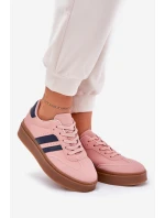 Dámské tenisky na platformě z eko kůže růžové model 21689173 - EVENTO