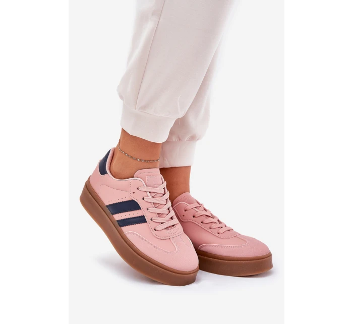 Dámské tenisky na platformě z eko kůže růžové model 21689173 - EVENTO