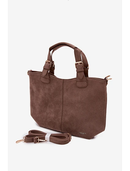 Kabelka z imitace semiše tmavě béžová model 22111654 - Flora&Co