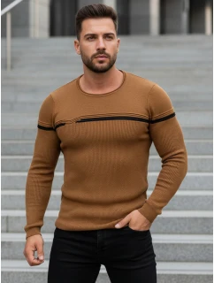 Pánský svetr přes hlavu ve velbloudí barvě FashionStreet WX1625