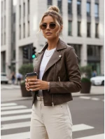 Dámská hnědá kožená bunda ramones FashionStreet TY5541 Dámská hnědá kožená bunda ramones FashionStreet TY5541