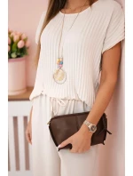 Viskózový komplet plisovaná halenka + kalhoty béžový Viskózový komplet plisovaná halenka + kalhoty béžový