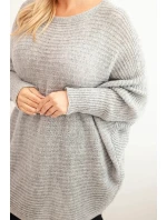 Dámský svetr Plus Size s  šedý model 21397625 - K-Fashion