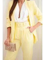 Elegantní komplet saka s kalhotami žlutý