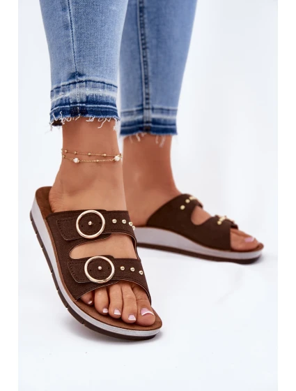 Pohodlné dámské pantofle model 21697973 hnědé - Inblu