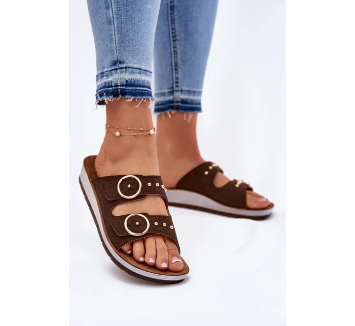 Pohodlné dámské pantofle model 21697973 hnědé - Inblu
