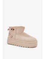 Dámské sněhule na platformě s přezkami světle béžové model 21714207 - Boto