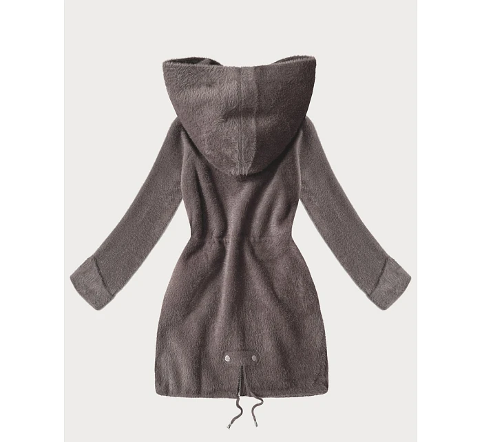 Vlněná bunda z alpaky s kapucí kakao (W214#)