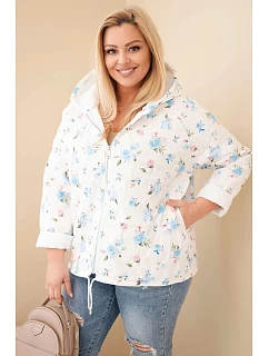 Dámská jarní bunda Plus Size s drobným květinovým vzorem modrá