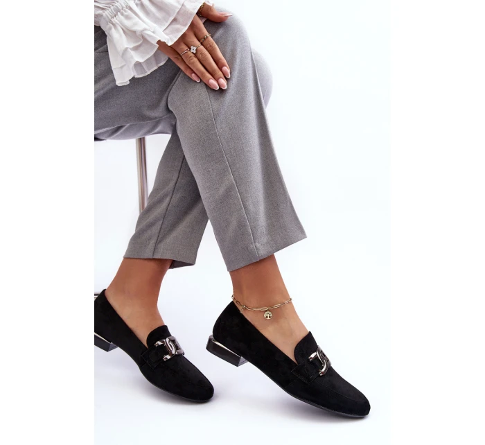 Dámské mokasíny s ozdobou černá model 21636080 - SERGIO LEONE