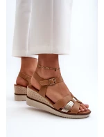 Dámské sandály na klínku s proutěním hnědé Starlenna Dámské sandály na klínku s proutěním hnědé Starlenna