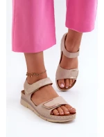 Dámské sandály na suchý zip béžové model 21661055 - EVENTO Dámské sandály na suchý zip béžové model 21661055 - EVENTO