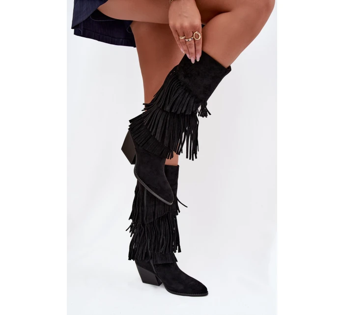 Kůže Boty Kovbojky Dámské S Černé model 21710933 - Boto