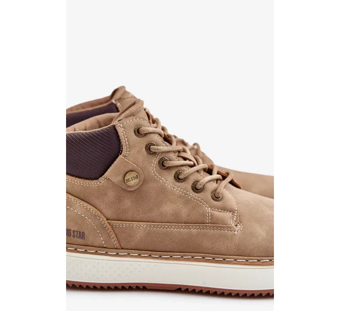 Šněrovací Pánské Kotníkové Boty Big Star Hi-Poly System Hnědé