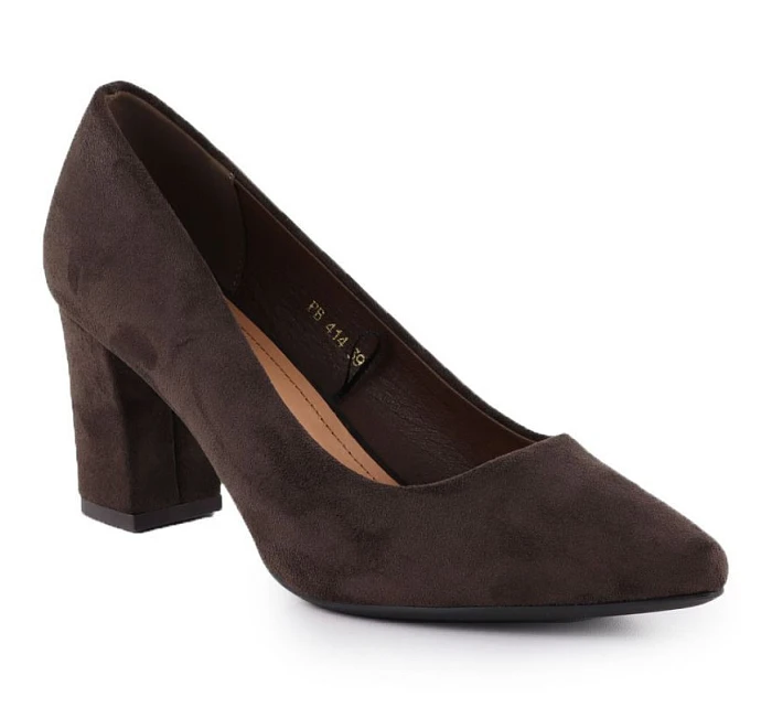 Dámské semišové lodičky na podpatku / Tmavě hnědá  model 22045080 - SERGIO LEONE