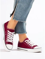 Trendy Bordowy dámské tenisky bez podpatku Trendy Bordowy dámské tenisky bez podpatku