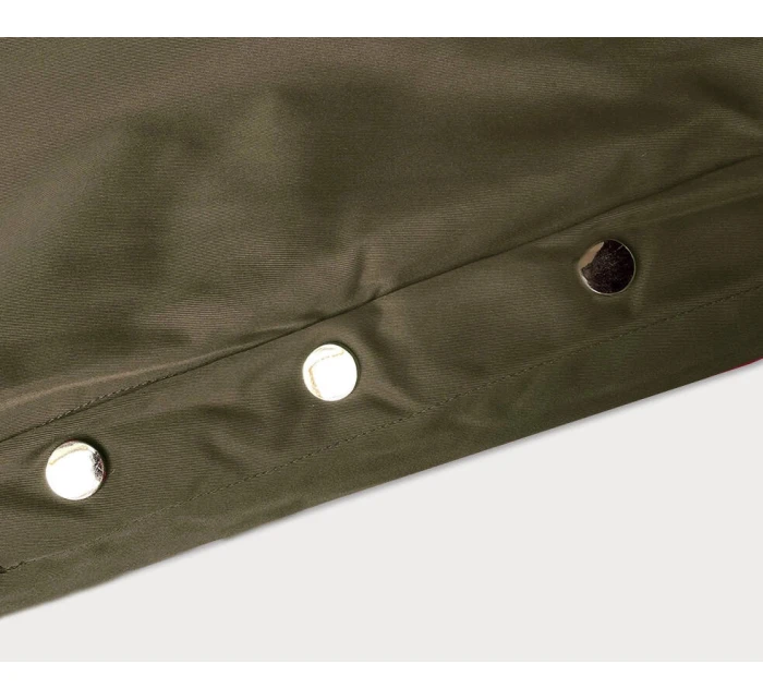 Dámská bunda parka v army barvě s kožešinovou podšívkou (5M3180-136)