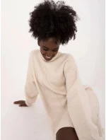 Světlebéžové látkové šaty s rolákem (0547) Světlebéžové látkové šaty s rolákem (0547)