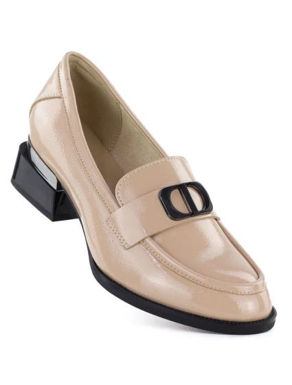 Dámská obuv s ozdobným podpatkem béžová model 22015133 - VINCEZA Dámská obuv s ozdobným podpatkem béžová model 22015133 - VINCEZA