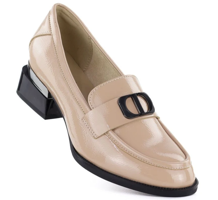 Dámská obuv s ozdobným podpatkem béžová model 22015133 - VINCEZA