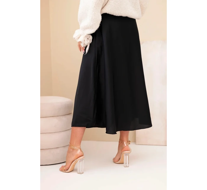Dámská viskózová rozšířená sukně černá