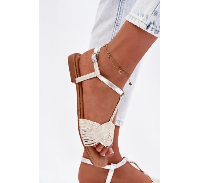 Dámské stříbrné ploché sandály Nexora