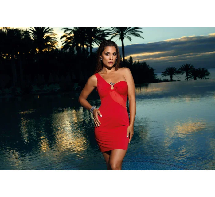 Šaty V-9089 červené - Axami