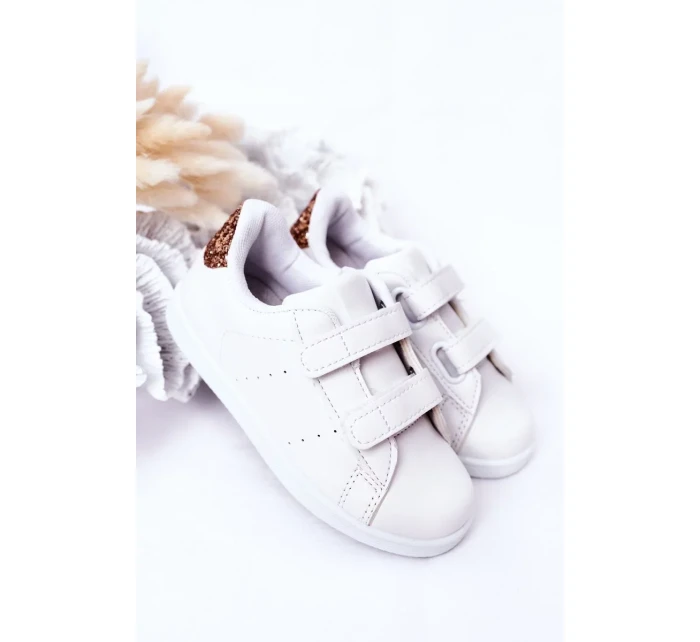 Dětské Tenisky Se Suchým Zipem Bíle-Růžové Zlato Cute Girl Dětské Tenisky Se Suchým Zipem Bíle-Růžové Zlato Cute Girl