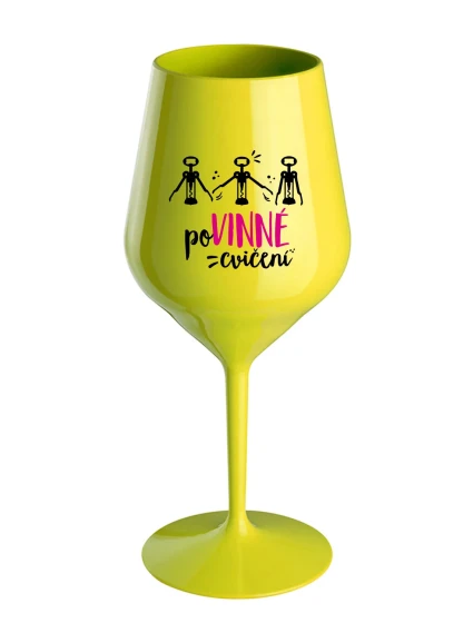 POVINNÉ CVIČENÍ - žlutá nerozbitná sklenice na víno 470 ml POVINNÉ CVIČENÍ - žlutá nerozbitná sklenice na víno 470 ml