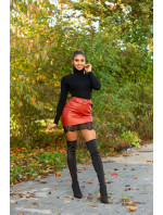 Sexy Leather Look Skirt with Lace