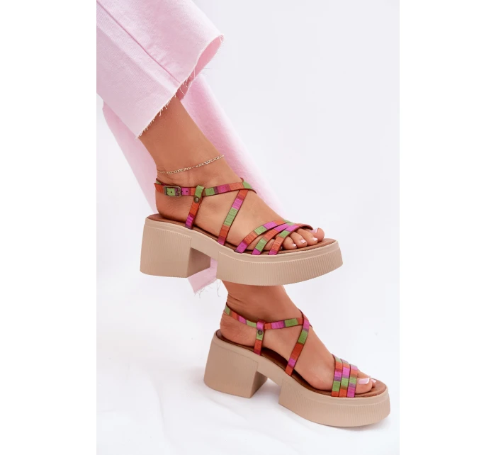 Dámské kožené sandály model 21701949 Multikolor - Maciejka Dámské kožené sandály model 21701949 Multikolor - Maciejka