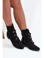 Semišové dámské kotníkové boty Zazoo 3085 černé s ozdobnými květinami Semišové dámské kotníkové boty Zazoo 3085 černé s ozdobnými květinami