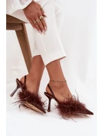 Lodičky s a otevřenou patou čokoládové model 21715217 - Boto