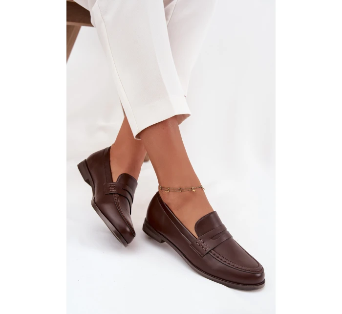 Dámské mokasíny (loafersy) z eko kůže Bessina – čokoládové Dámské mokasíny (loafersy) z eko kůže Bessina – čokoládové