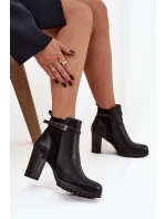 Dámské botky na podpatku s páskem Mirielle – černé Dámské botky na podpatku s páskem Mirielle – černé