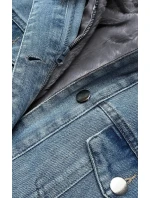 Světle modro-šedá dámská džínová bunda s kožešinovou odepínací podšívkou (br9588-5009) Světle modro-šedá dámská džínová bunda s kožešinovou odepínací podšívkou (br9588-5009)